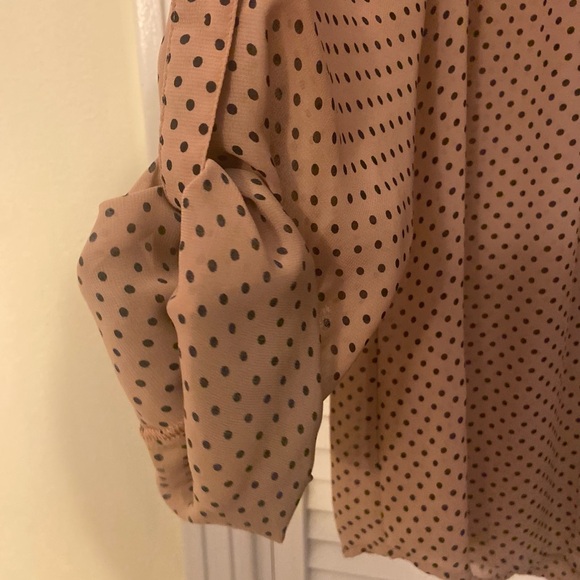 Long sleeve polka dot sheer button down shirt - Picture 7 of 9